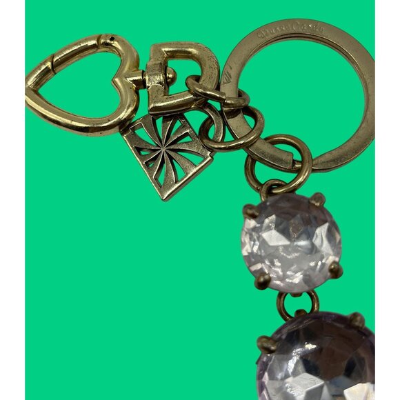 Gold-Tone Keychain With Large Faceted Purple & Clear Gemstones - Picture 2 of 5